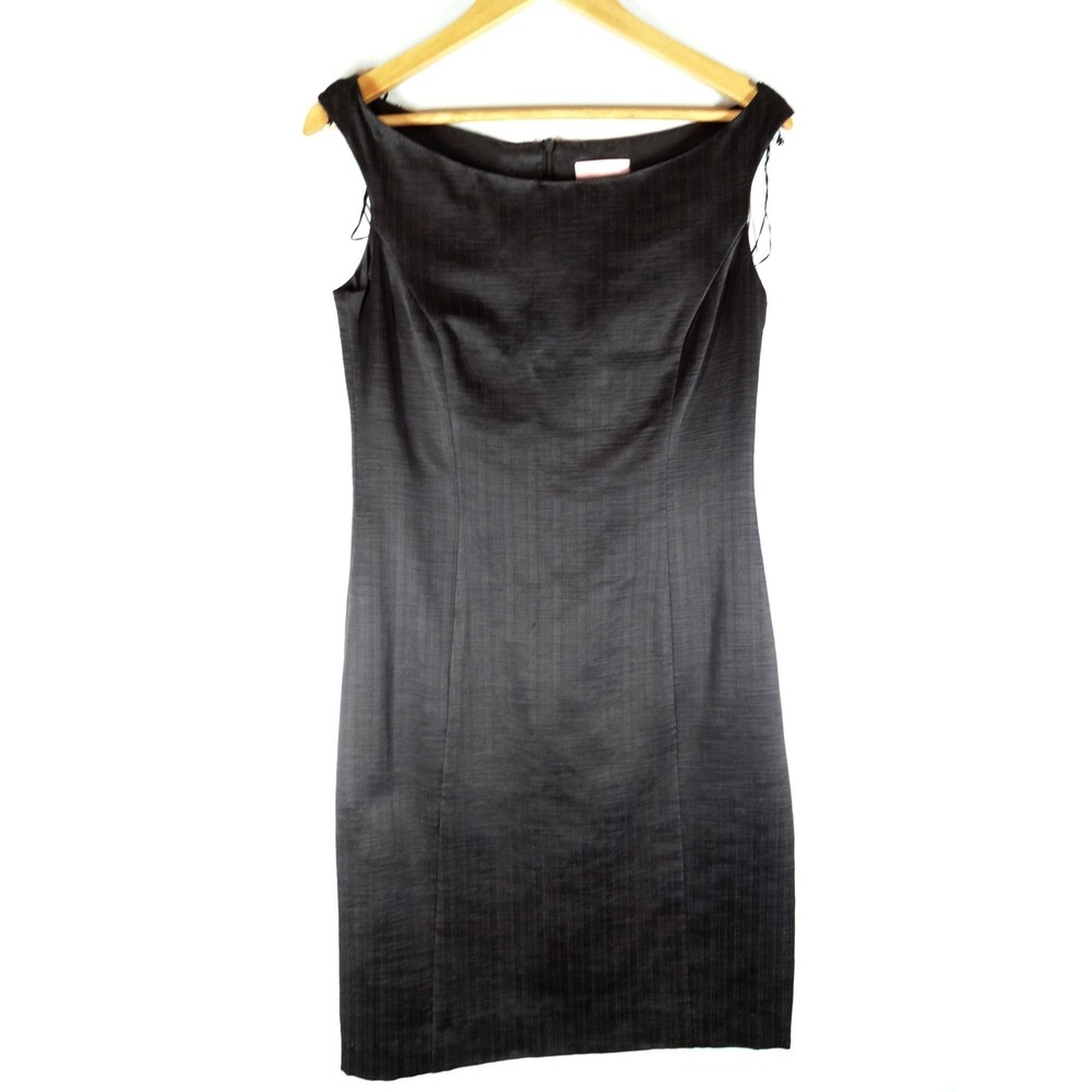 St. Emile Evening Dress Women Size 8 Charcoal Grey Textured Sheath Cocktail 3111